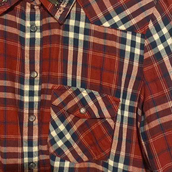 Guess Cotton Flannel Plaid Shirt - Picture 3 of 6